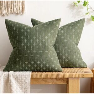 MIULEE Pack of 2 Decorative Vintage Burlap Linen  16x16"